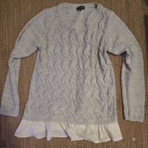 The Limited Heather Gray Sweater with Ruffle Hem